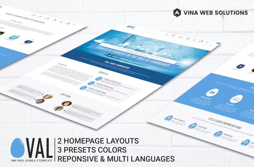 Free Vina Oval Responsive Joomla 3 One Page Template Download