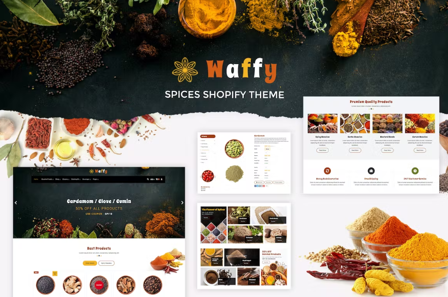 Waffy Spices Dry Fruits Store Shopify Theme