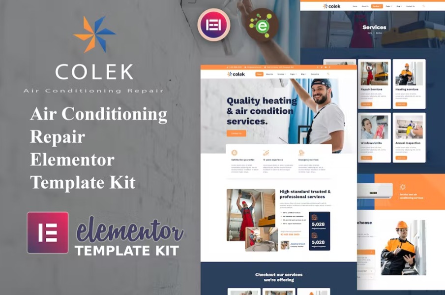 Free Colek AC Repair Services Elementor Template Kit Download