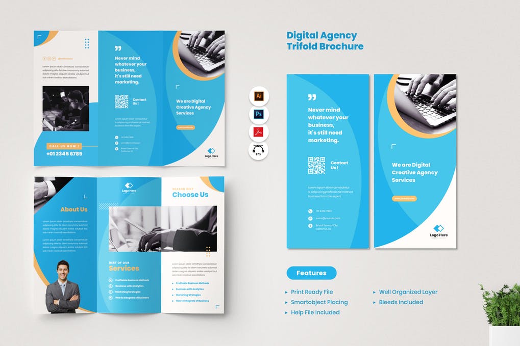 Free Digital Agency Brochure Trifold Template Download