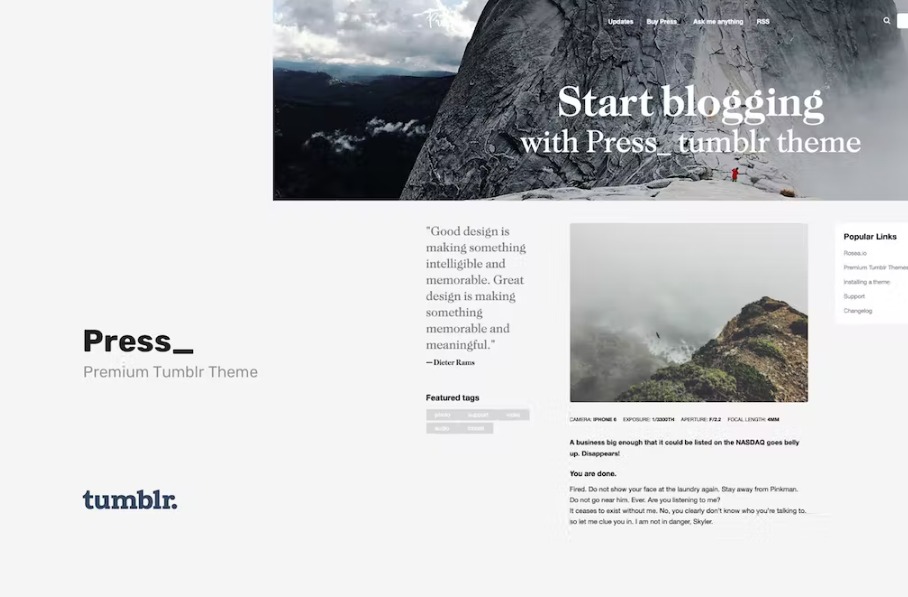 Free Press Premium Blogging Tumblr Theme Download