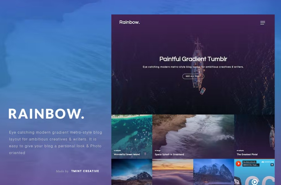 Free Rainbow Gradient Grid Tumblr Theme Download