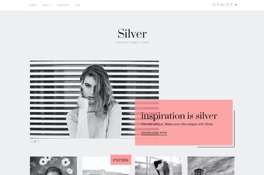 Free Silver Tumblr Theme Download