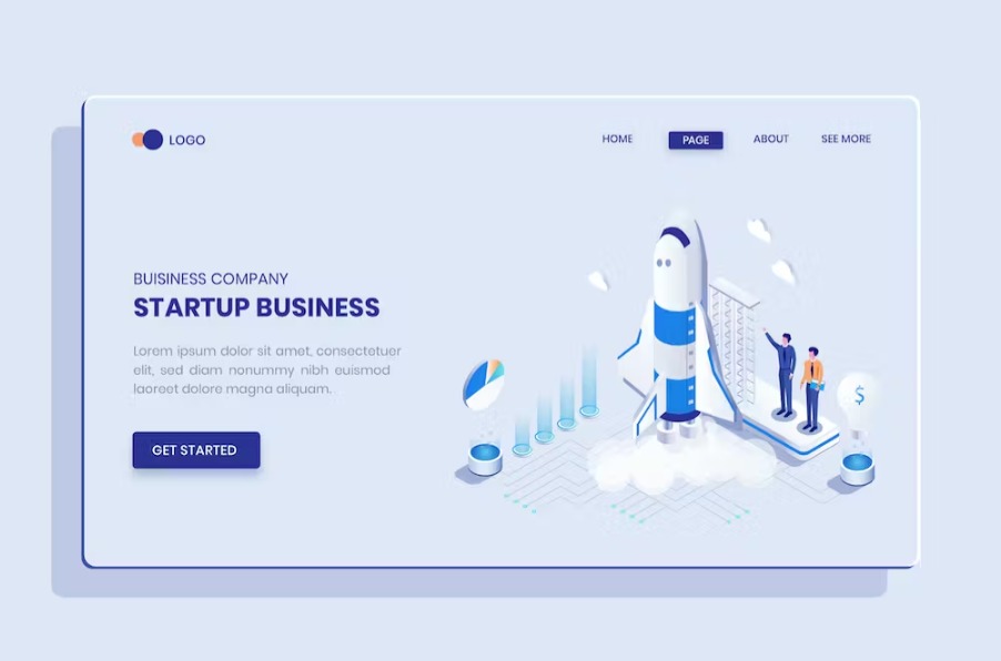 Free Startup Business Isometric Landing Page Template Download