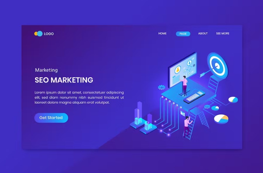 Free Target Marketing Goals Isometric Landing Page Template Download